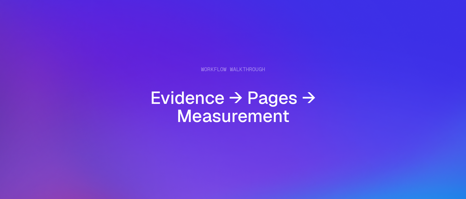 Workflow Walkthrough: Evidence to pages to measurement