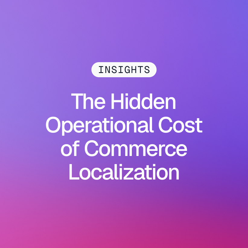 Purple and blue gradient graphic with a COMMERCE badge and the headline The Hidden Cost of Commerce Localization.