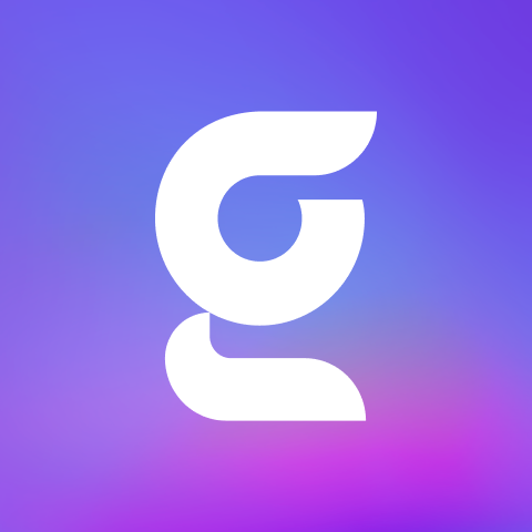 White Gradial logomark on a purple and pink gradient.