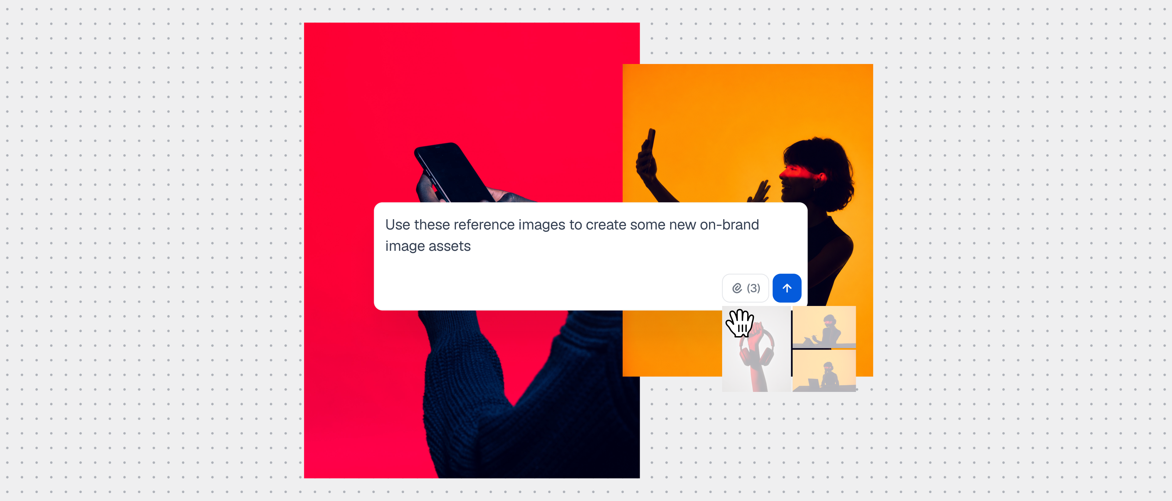 Media generation prompt using reference images to create on-brand campaign assets