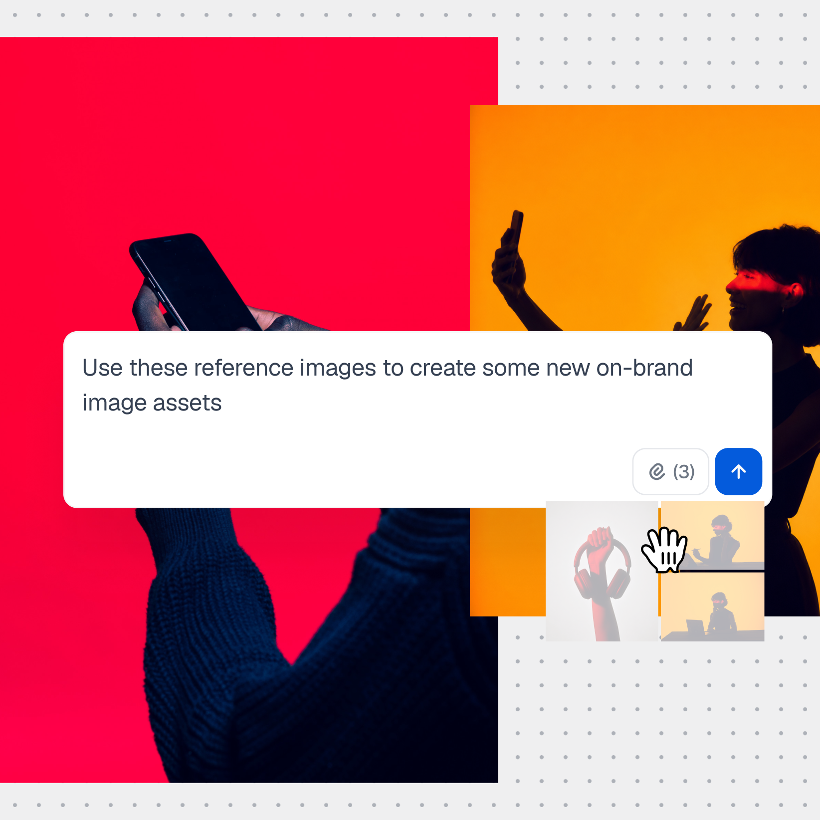 Media generation prompt using reference images to create on-brand campaign assets