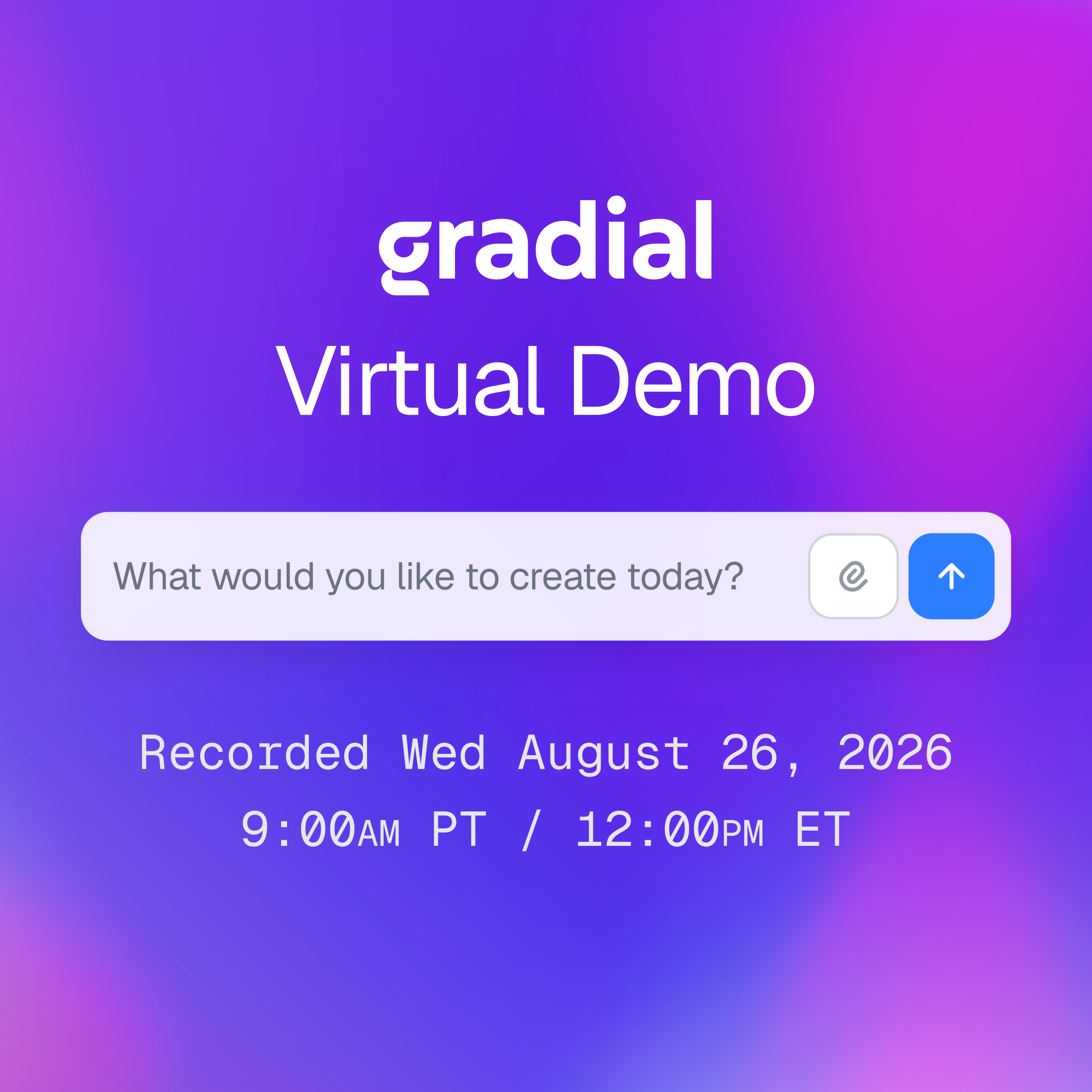 Gradial Virtual Demo recording artwork for August 26, 2026
