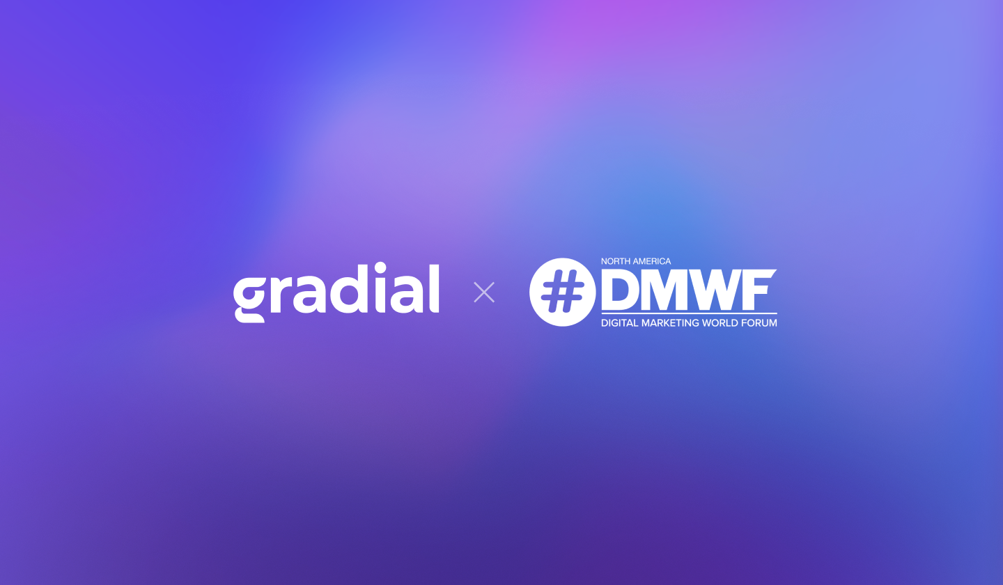 Gradial and DMWF North America logos on a purple and blue gradient
