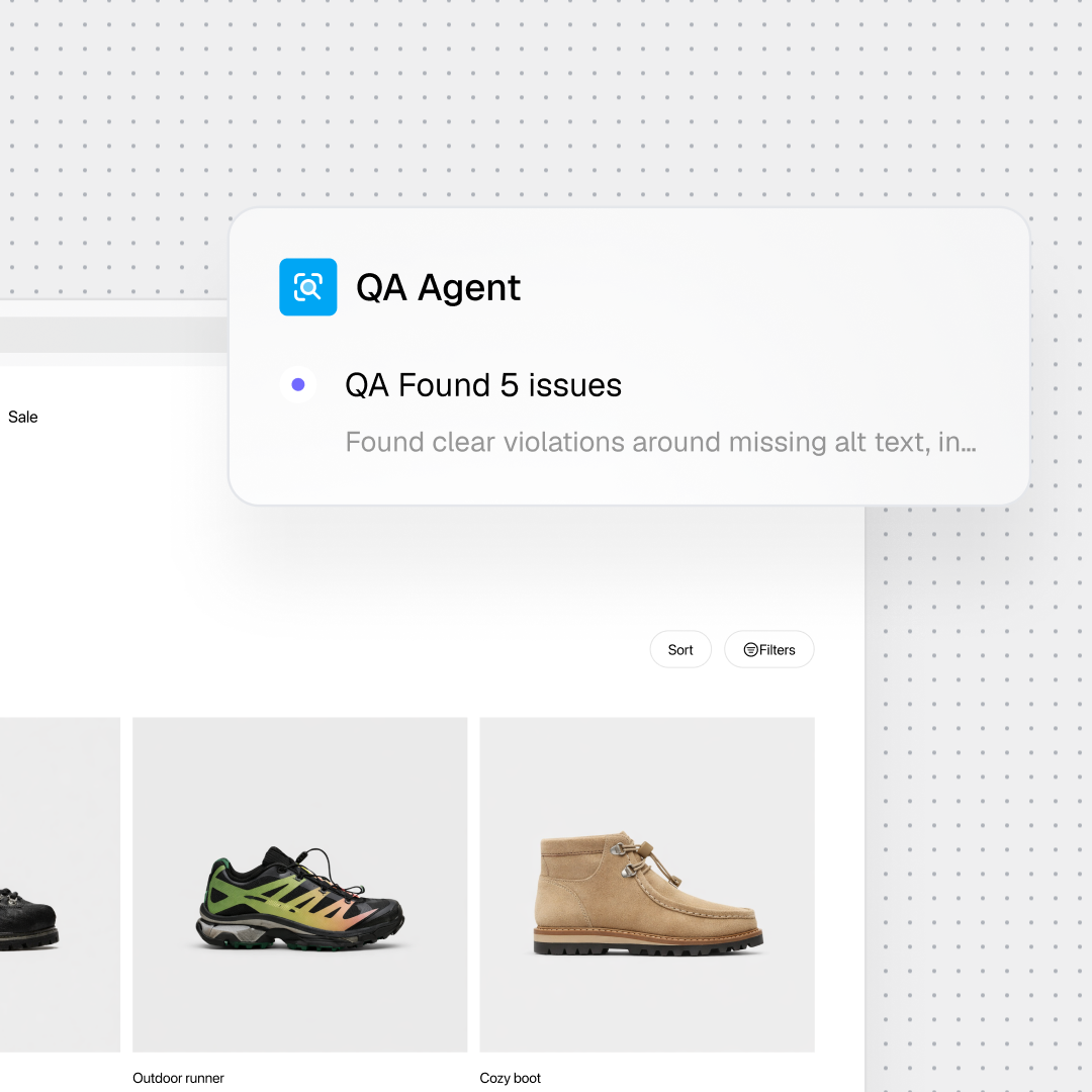 QA Agent identifies issues in a product catalog